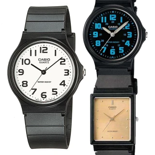 【CASIO 卡西歐】超薄經典數位方款系列指針錶-黑面X金丁字時刻(LQ-142-1E)