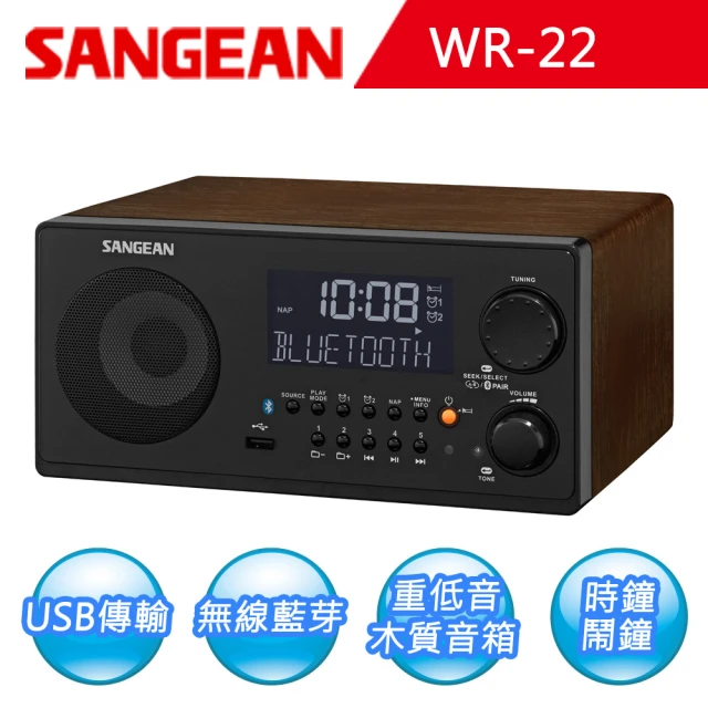 【SANGEAN】AM/FM-RDS/USB/藍牙數位式收音機(WR-22)
