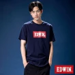 【EDWIN】男女裝 網路獨家↘手繪草圖BOX LOGO短袖T恤(丈青色)