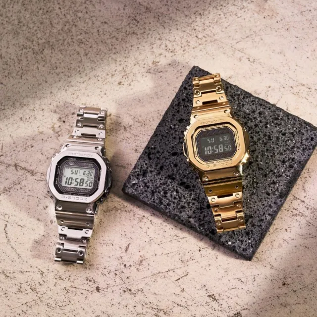 【CASIO 卡西歐】G-SHOCK 經典系列 全金屬 太陽能智慧 方形電子錶 金(GMW-B5000GD-9)
