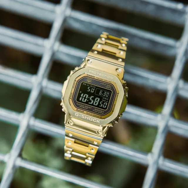 【CASIO 卡西歐】G-SHOCK 經典系列 全金屬 太陽能智慧 方形電子錶 金(GMW-B5000GD-9)