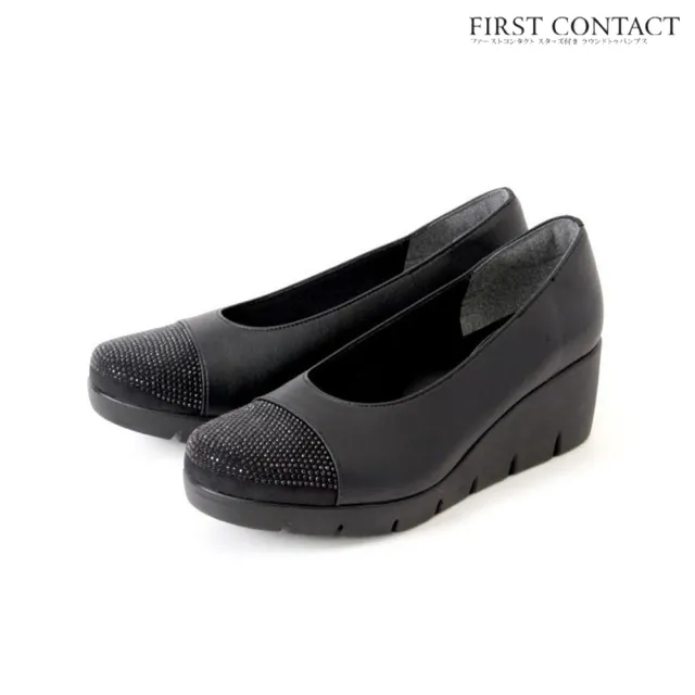 【First Contact】黑耀晶鑽厚底女包鞋(日本製女鞋)