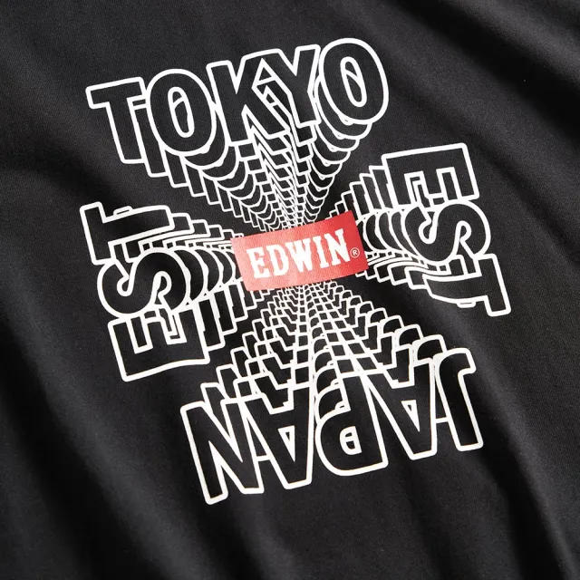 【EDWIN】男女裝 網路獨家↘立體TOKYO LOGO短袖T恤(黑色)