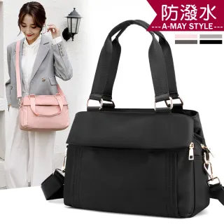 【Amay Style 艾美時尚】女包 手提包 斜背包 防潑水尼龍休閒多夾層肩背包(4色.現貨+預購)