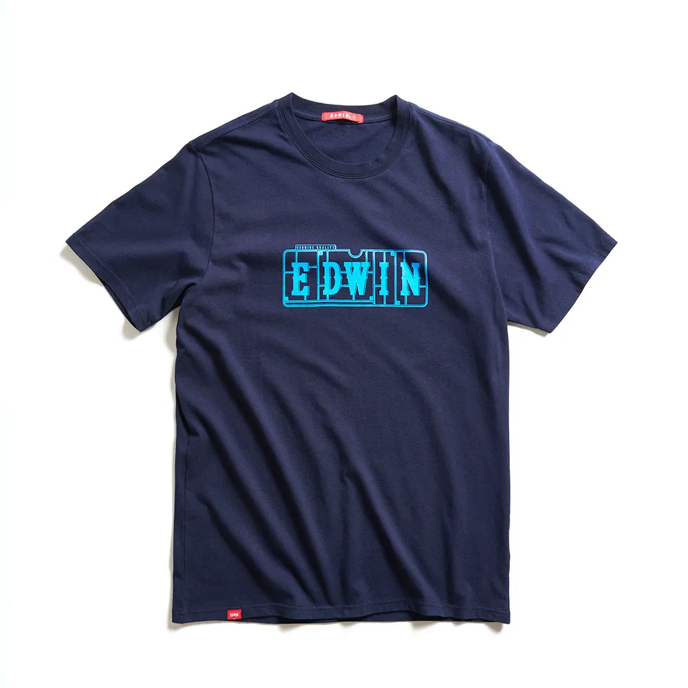 【EDWIN】男女裝 網路獨家↘模型LOGO短袖T恤(丈青色)