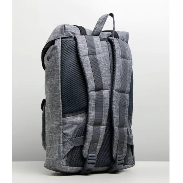【Herschel】雙11 Little America 中型 灰黑 筆電夾層 大容量 帆布 背包 後背包(磁扣 橡膠帶)