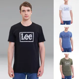 【Lee 官方旗艦】男裝 短袖T恤 / 斜線印花 長框大LOGO 共四色 標準版型(LL220228)