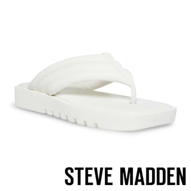 【STEVE MADDEN】BOOST 方頭軟綿綿夾腳拖鞋(白色)
