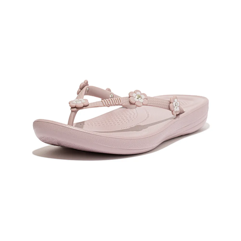 【FitFlop】IQUSHION ERGONOMIC FLIP FLOPS - FLOWER-STUD輕量人體工學夾腳涼鞋-女(米色)