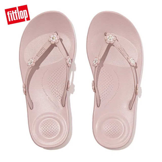 【FitFlop】IQUSHION ERGONOMIC FLIP FLOPS - FLOWER-STUD輕量人體工學夾腳涼鞋-女(米色)