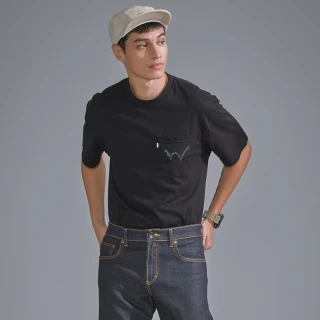 【EDWIN】男裝 EDGE口袋短袖T恤(黑色)