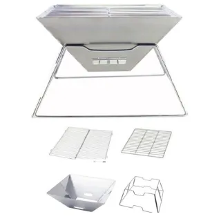 【May Shop】大型折疊不銹鋼燒烤爐便攜戶外BBQ焚火台
