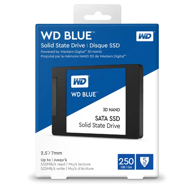 【WD 威騰】藍標 250GB 2.5吋 7mm SATA 3D NAND 固態硬碟(WDS250G3B0A)