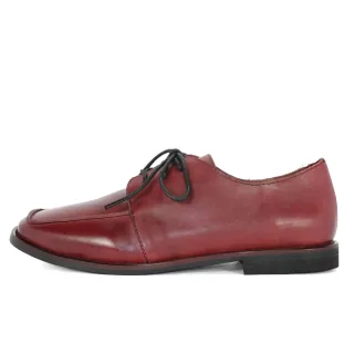 【Ben&1966】高級頭層打腊牛皮經典方頭牛津鞋-酒紅