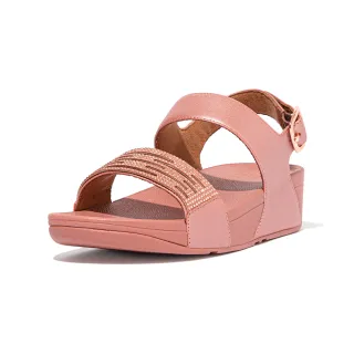 【FitFlop】LULU LASERCRYSTAL LEATHER BACK-STRAP SANDALS 雷射雕刻及水鑽造型後帶涼鞋-女(玫瑰色)