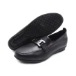 【WALKING ZONE】女 鏈型氣質莫卡辛鞋 女鞋(黑色)
