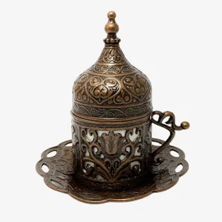 【SOLO 歐洲家居】鄂圖曼式紅銅色有蓋土耳其咖啡杯盤組 70ml