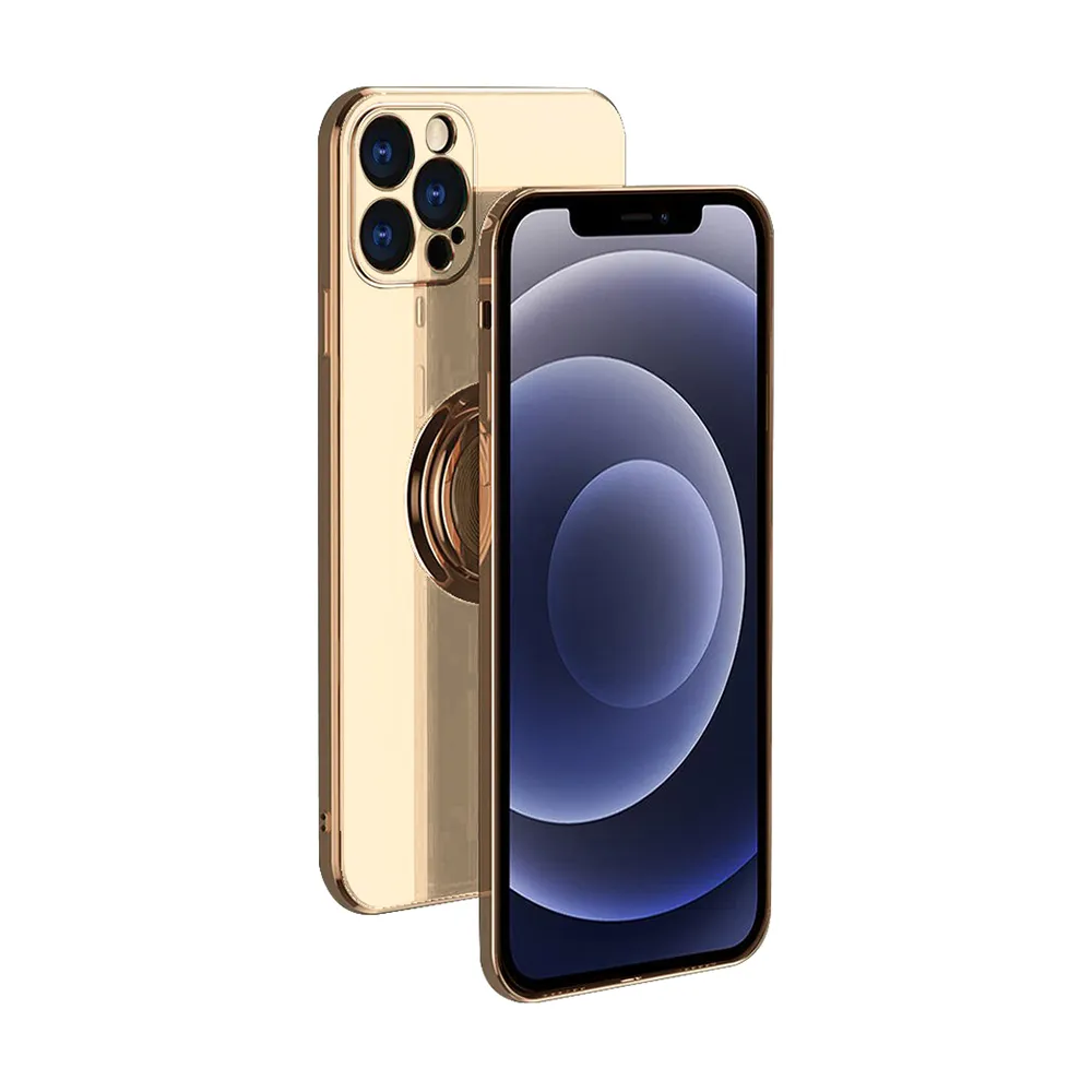iPhone13Pro 6.1吋 電鍍金邊磁吸指環矽膠手機保護殼(13Pro保護殼 13Pro手機殼)