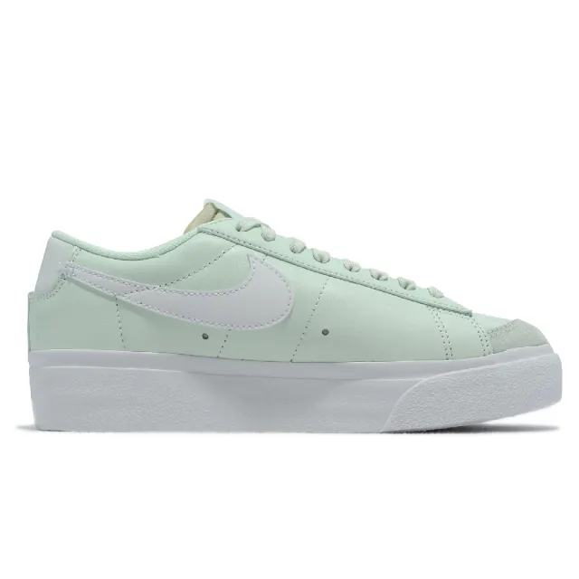 【NIKE 耐吉】休閒鞋 Wmns Blazer Low Platform 女鞋 蘋果綠 厚底 增高 白勾 皮革 麂皮(DJ0292-300)