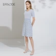 【EPISODE】氣質修身拼接幾何印花短袖針織洋裝122379（淺藍）