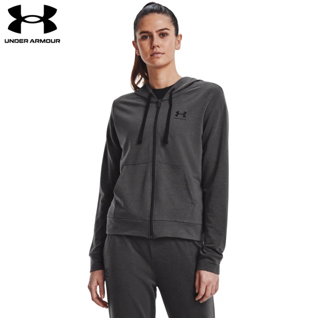 UNDER ARMOUR UA 女 RIVAL TERRY 連帽外套_1369853-010(灰)