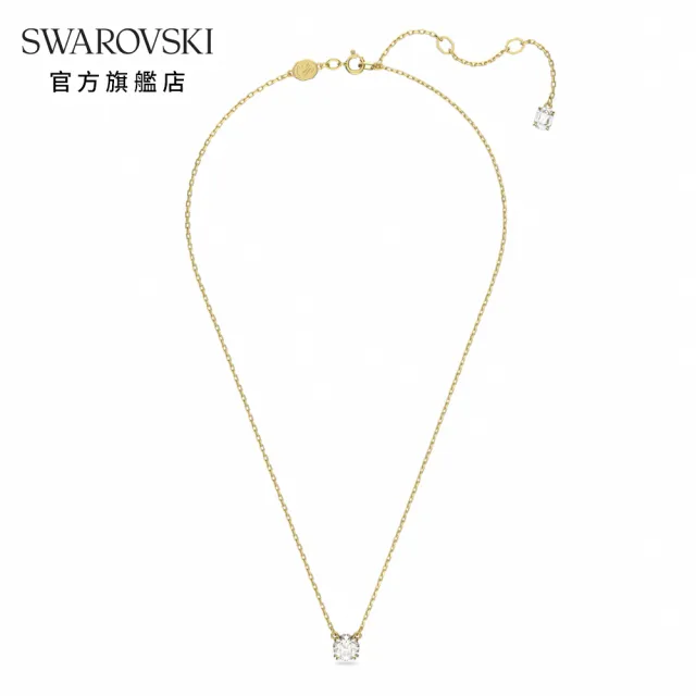 【SWAROVSKI 官方直營】Constella 鏈墜圓形切割 白色 鍍金色色調 交換禮物