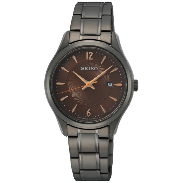 【SEIKO 精工】都會經典大三針時尚女錶-咖啡x黑/29.9mm  雙11(SUR521P1/6N22-00N0U)送禮