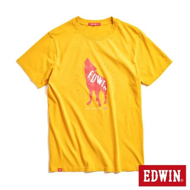 【EDWIN】男女裝 網路獨家↘狼嚎EDWIN短袖T恤(黃色)