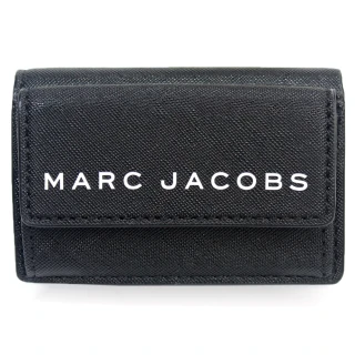【MARC JACOBS 馬克賈伯】防刮皮革釦式三折零錢袋短夾(黑色)