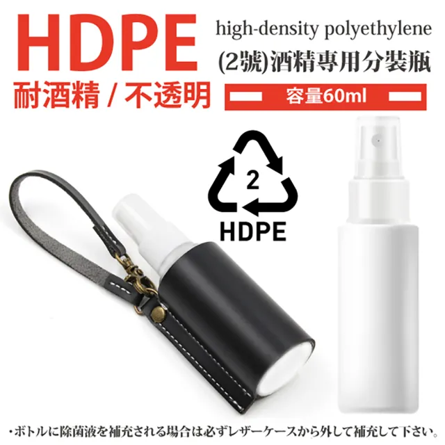 【Sayaka 紗彌佳】酒精噴霧HDPE材質隨身瓶+便攜皮革掛繩套組-2入組(防疫必備-可掛在包包上使用方便)