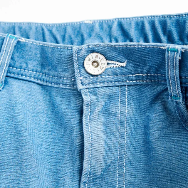 【EDWIN】男裝 JERSEY 冰河玉寬鬆短褲(石洗藍)