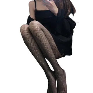 【sexbaby99】克拉戀人-性感帶鑽網襪 黑色(襪子絲襪情趣絲襪開襠絲襪)