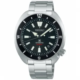 【SEIKO 精工】Prospex 巨型陸龜潛水機械錶-黑x銀/42.4mm 雙12 禮物(SRPH17K1/4R35-04Y0D)