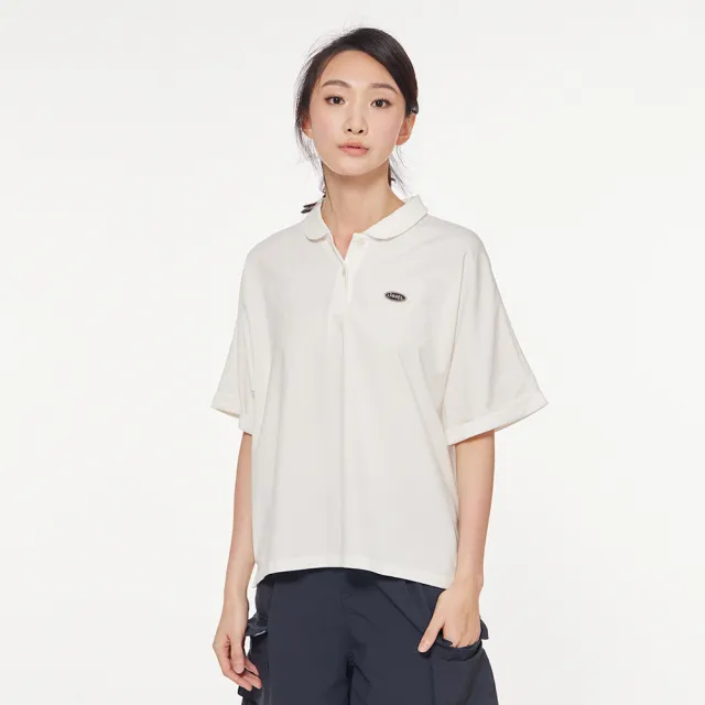 【JEEP】女裝 休閒寬版短袖POLO衫(白)