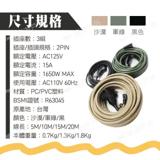 【ADAMOUTDOOR】戶外延長動力線_10M(悠遊戶外)