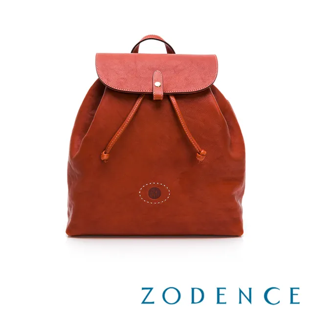 【ZODENCE 佐登司】HAN義大利植鞣革翻蓋抓皺後背包(橘紅)