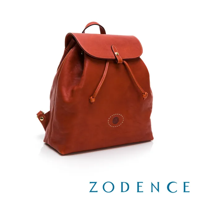 【ZODENCE 佐登司】HAN義大利植鞣革翻蓋抓皺後背包(橘紅)
