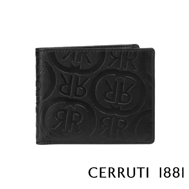 【Cerruti 1881】義大利頂級小牛皮8卡短夾皮夾 CEPU05412M(黑色 贈禮盒提袋)