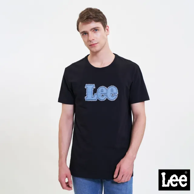 【Lee】出清品-男裝 短袖T恤 / 牛仔貼布 縫線大LOGO 共2色 標準版型(LL22022597W / LL220225K11)