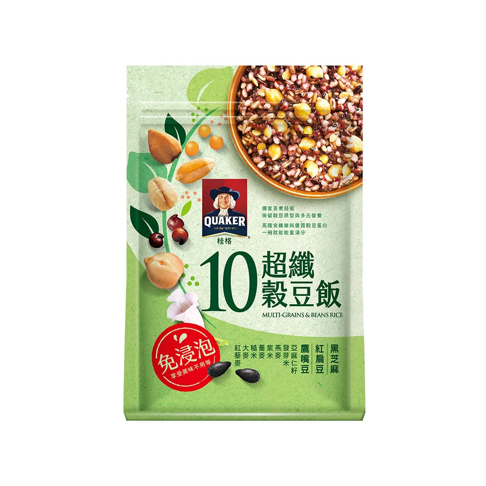 【QUAKER 桂格】免浸泡10超纖穀豆飯1kgx2