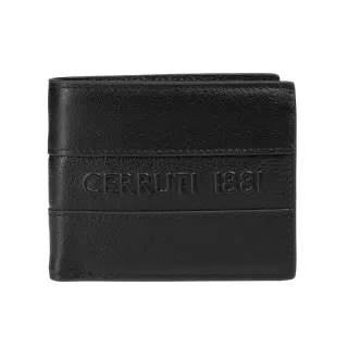 【Cerruti 1881】義大利百年精品 義大利頂級小牛皮4卡零錢袋短夾皮夾 CEPU05039M(黑色 贈禮盒提袋)