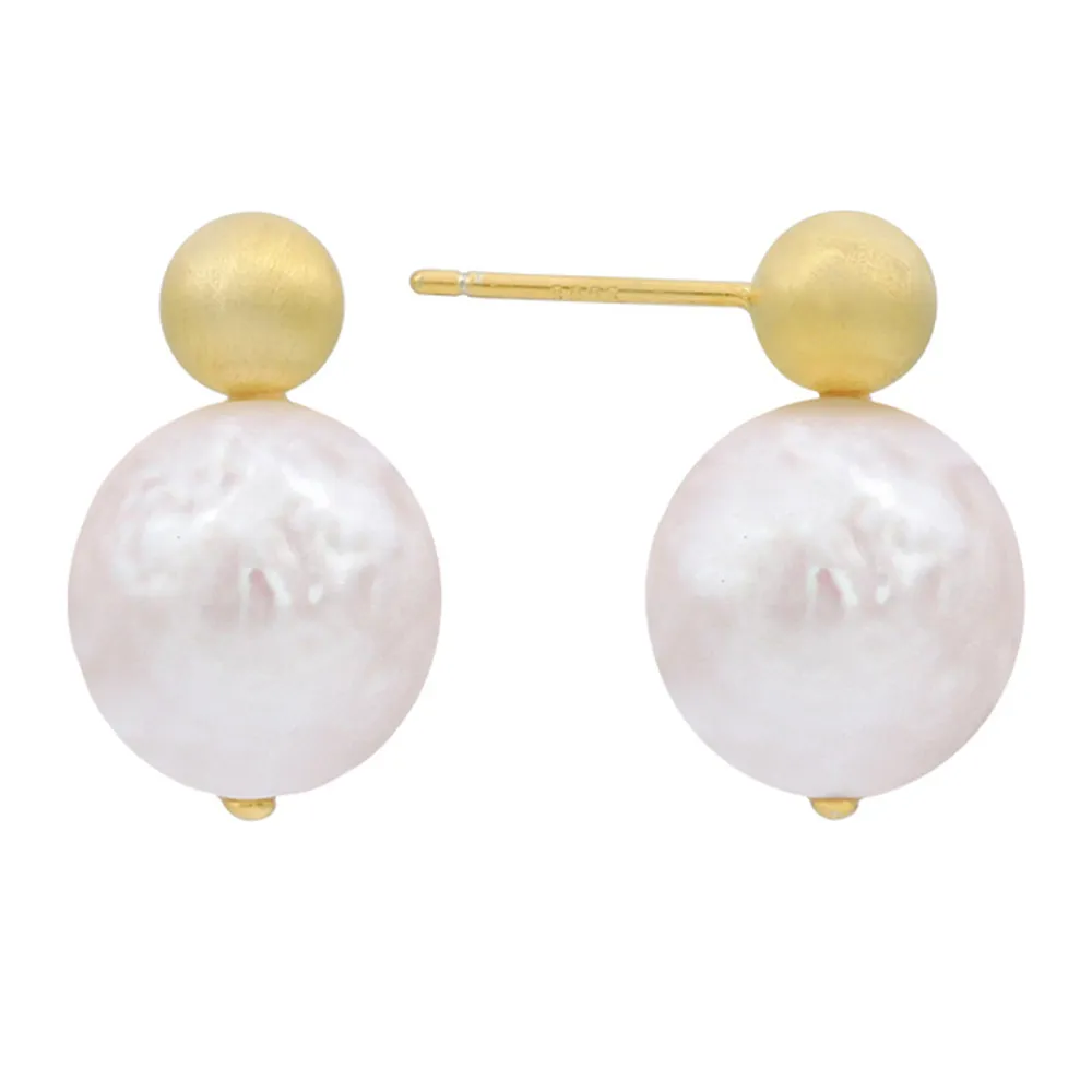 【RJ New York】魅力珍珠設計款簡約大小珠耳環(金色)