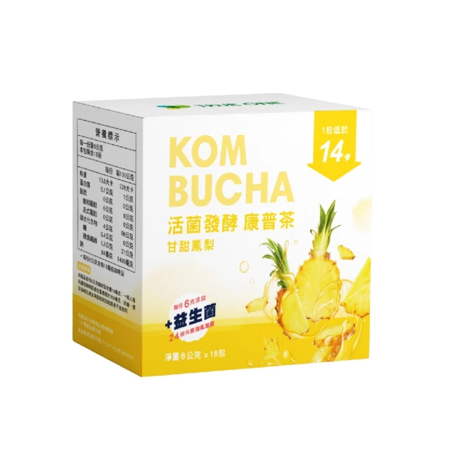 食在加分 活菌發酵康普茶-甘甜鳳梨6公克*15包/盒(100%天然發酵康普茶)