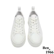 【Ben&1966】高級頭層牛皮流行厚底小白鞋-白