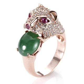 【DOLLY】14K金 緬甸冰種陽綠翡翠鑽石戒指