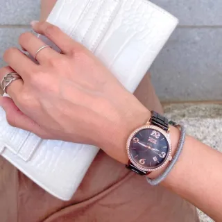 【NATURALLY JOJO】閃耀蝶貝數字陶瓷腕錶-黑X玫瑰金/34mm(JO96968-88R)