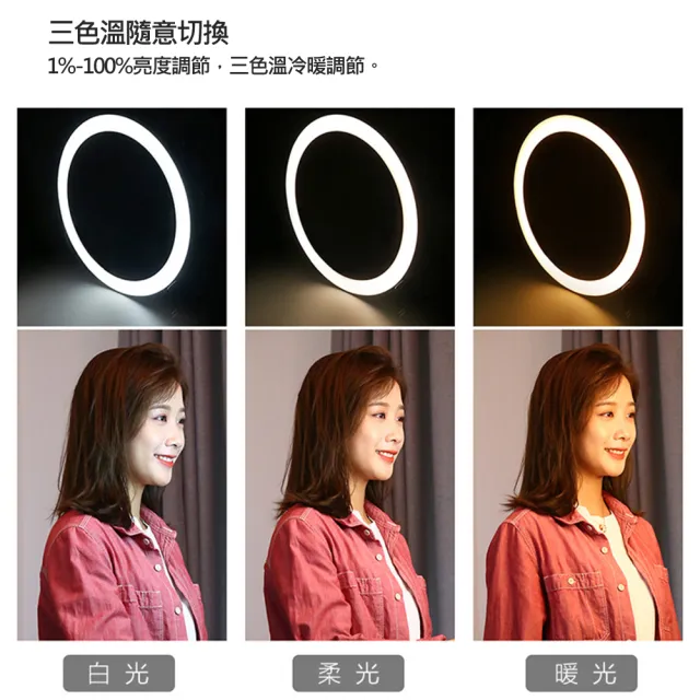 【PULUZ 胖牛】LED環形補光燈10.2吋/USB(黑)