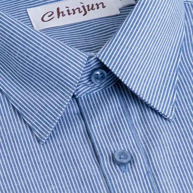 【CHINJUN】勁榮抗皺襯衫-短袖、灰藍條紋、s912(任選3件999 現貨 商務 男生襯)