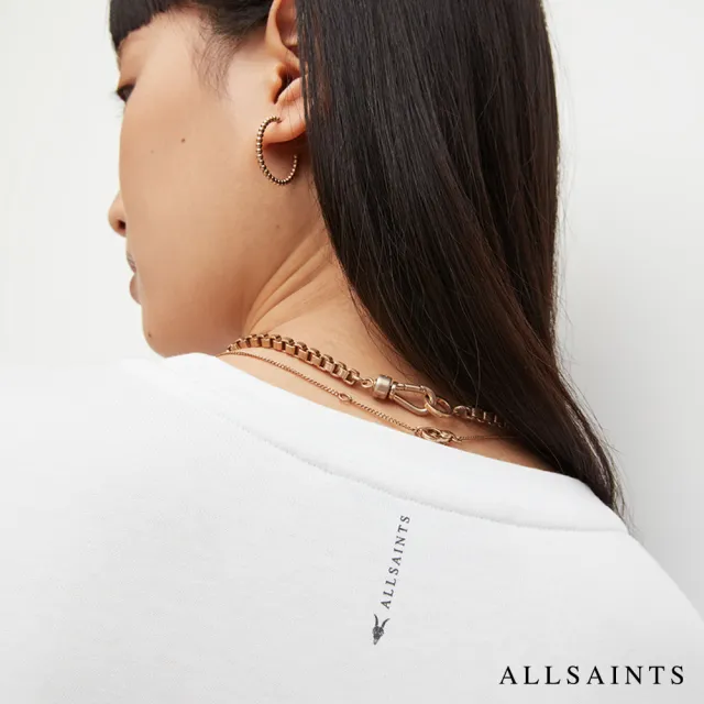 【ALLSAINTS】ANNA 休閒厚實純棉公羊頭骨T恤式長版連身裙洋裝-白 WD263X(常規版型)