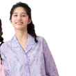 【Wacoal 華歌爾】睡衣-仕女系列 M-LL純棉印花國民領長袖褲裝 LWZ88021SP(水晶紫)